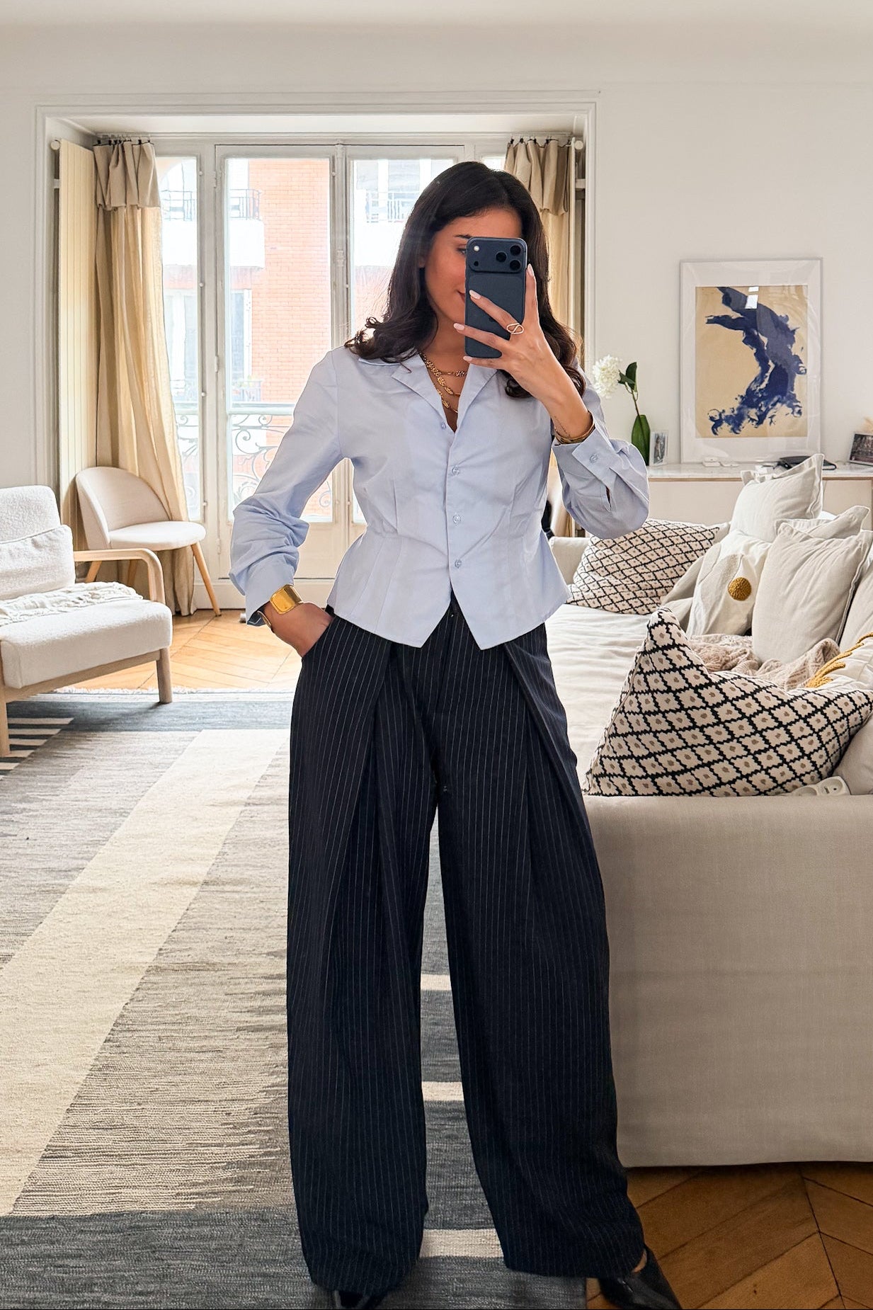 Pantalon Bleu Rayé - KENZA