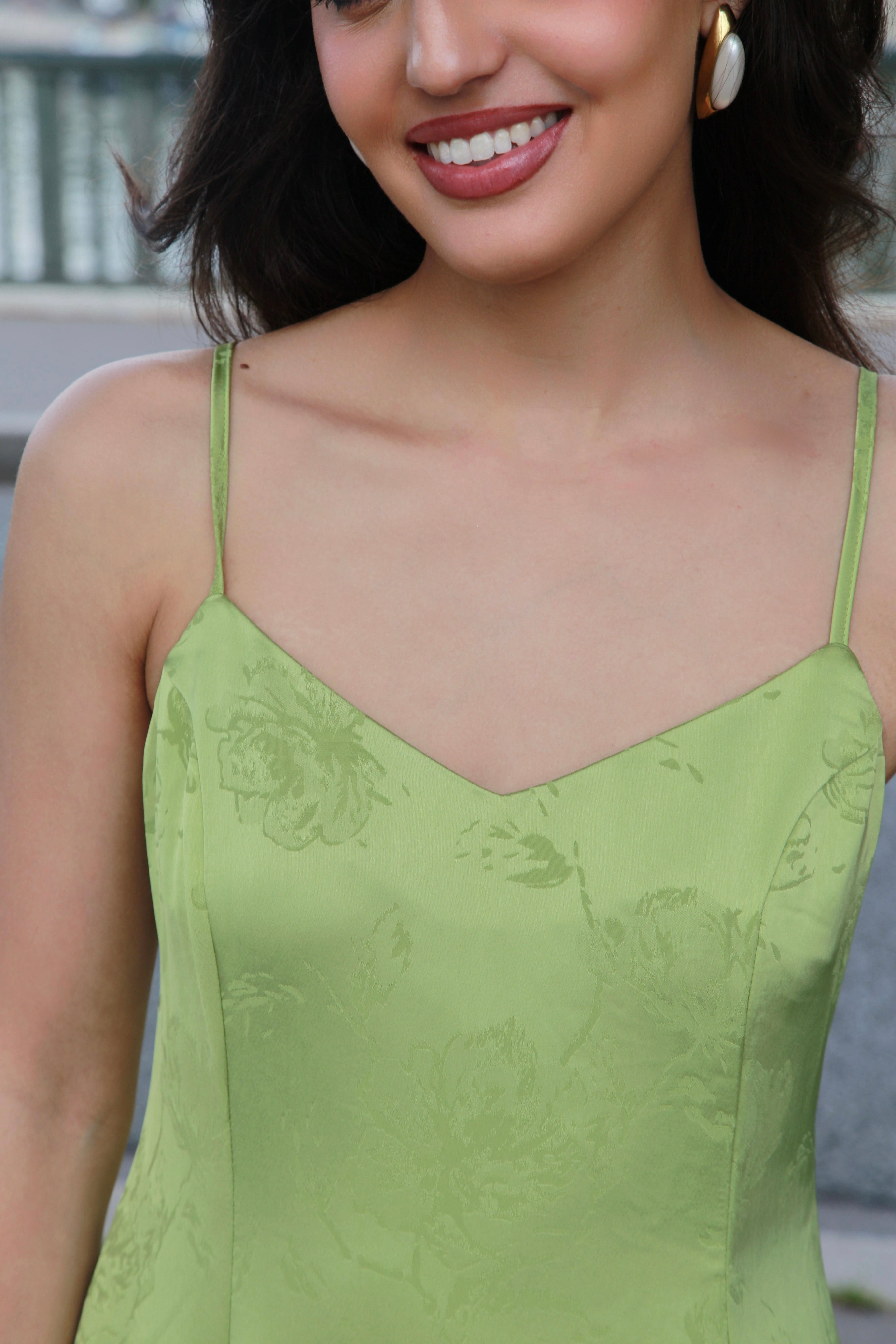 Robe Satin Vert - LOVED