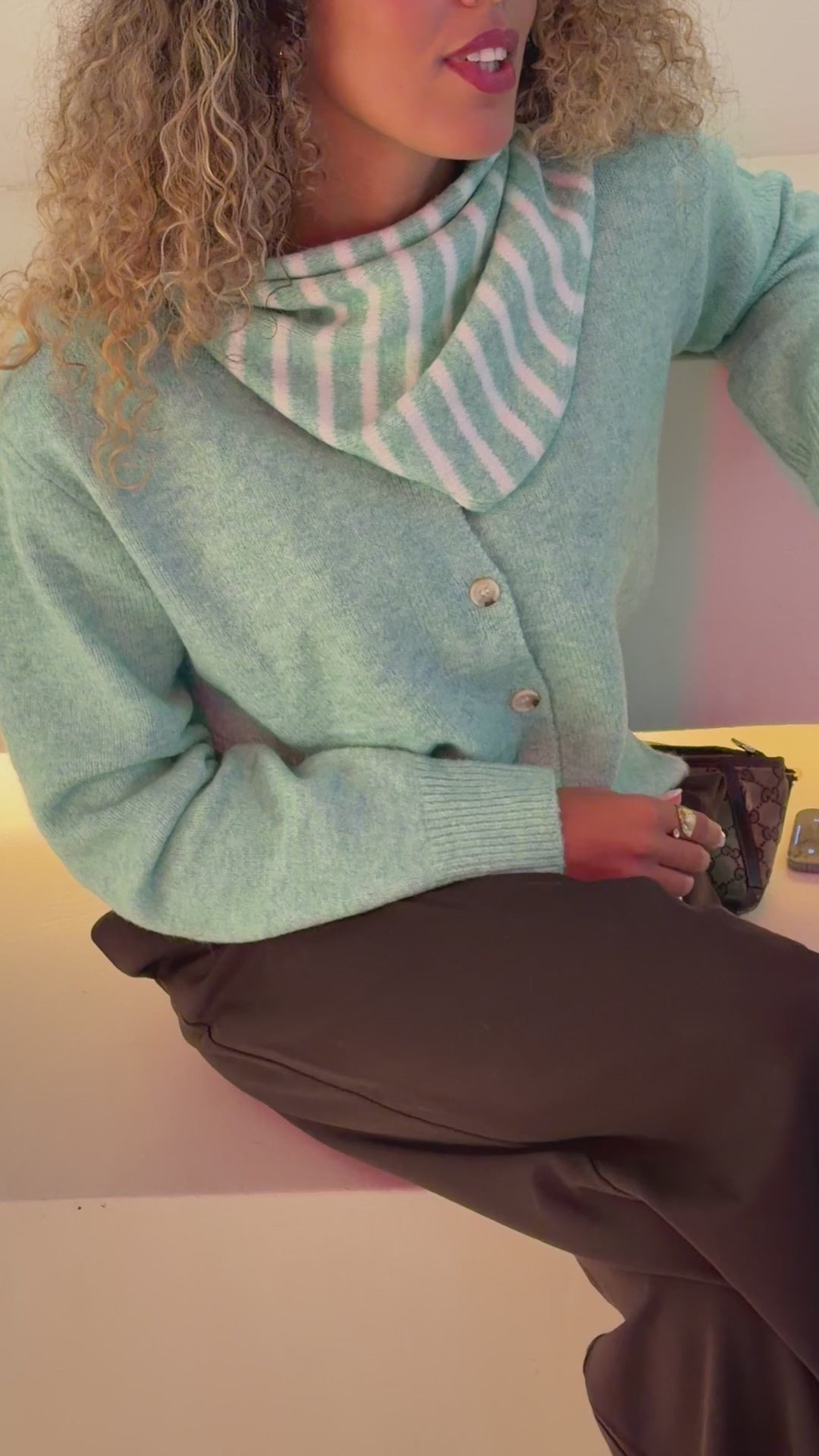 Cardigan Vert en Maille - KNIZA